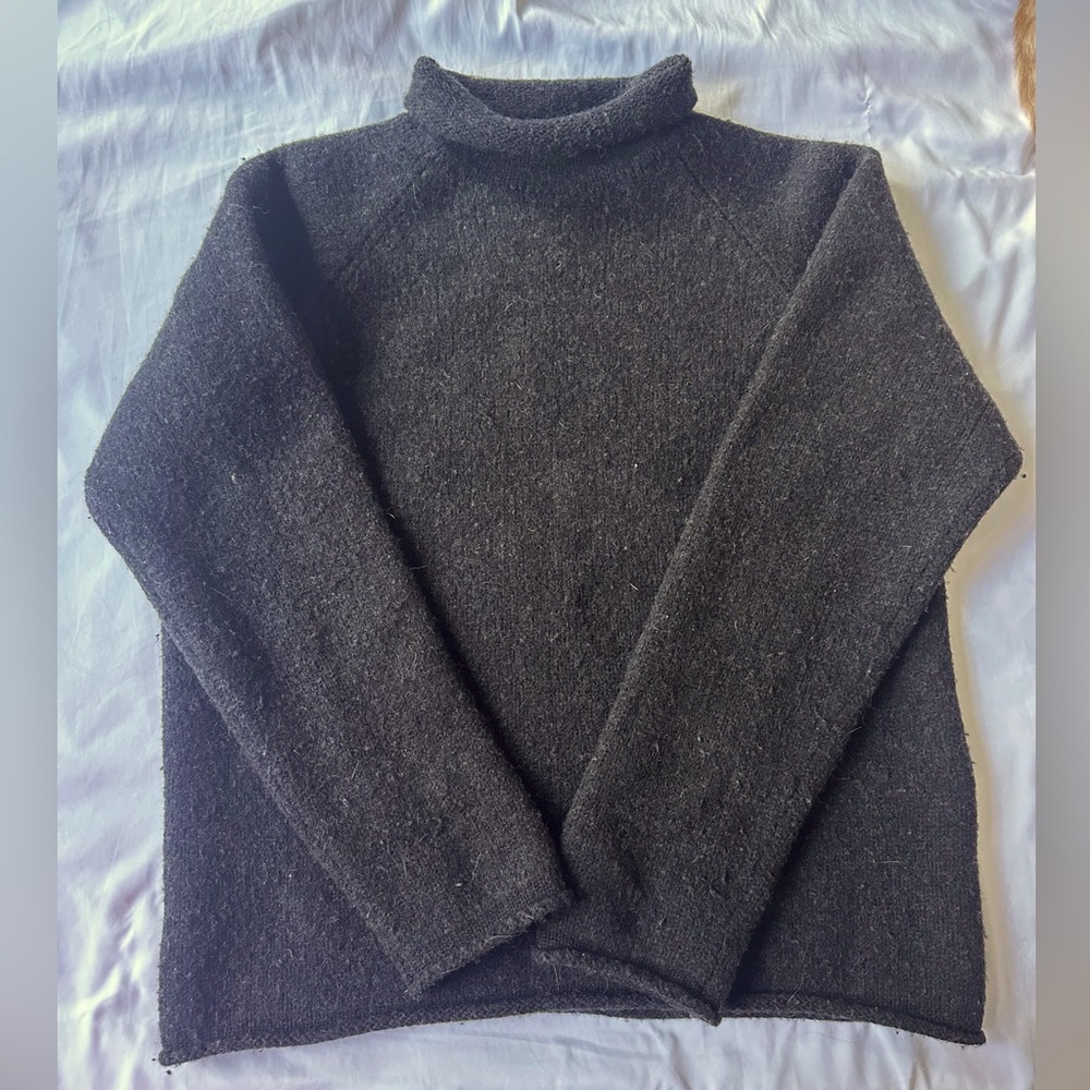 Vintage 90s 100% Wool J Crew black turtleneck thick sweater